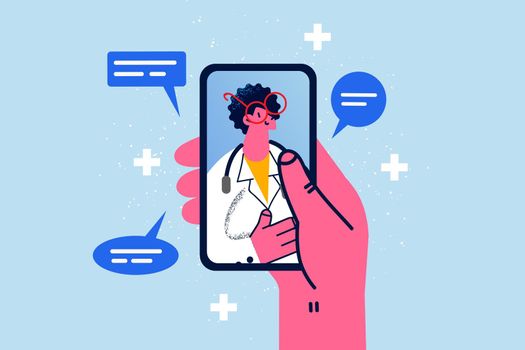 Person talk on video call with doctor