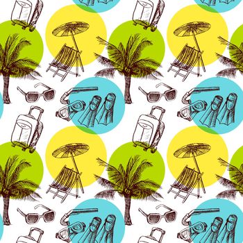 Tropical beach resort - vector seamless hand drawn background