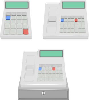 cash register set vector illustration isolated on white background.
