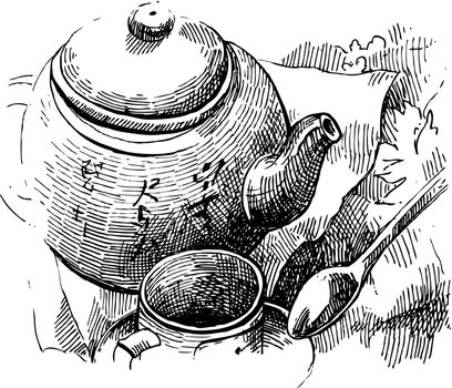 Still life with tea pot