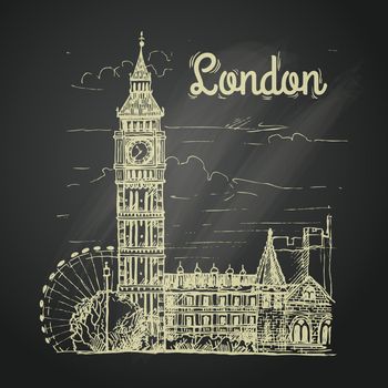 london design over black background vector illustration