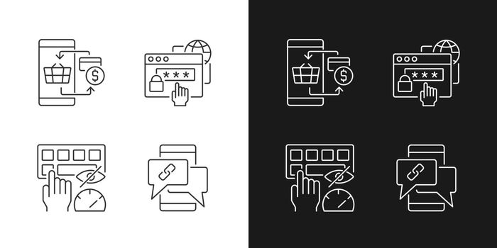 Dealing with digital technology linear icons set for dark and light mode