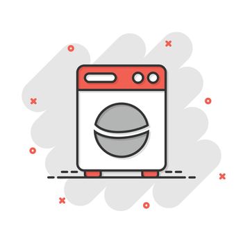 Washing machine icon in flat style. Washer vector illustration on white isolated background. Laundry business concept.