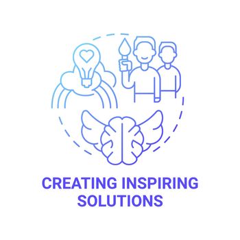 Creating inspiring solutions blue gradient concept icon