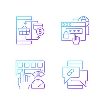 Dealing with digital technology gradient linear vector icons set