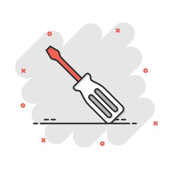 Screwdriver icon in flat style. Spanner key vector illustration on white isolated background. Repair equipment business concept.