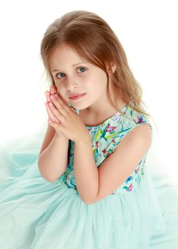 Fashionable little girl in a dress