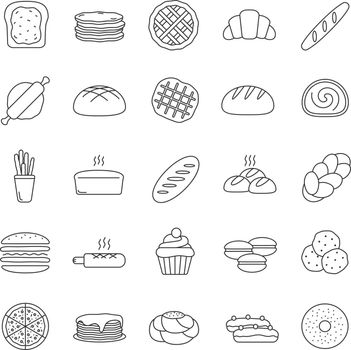 Bakery linear icons set