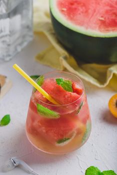 Fresh watermelon cocktail with gin and sparkling water