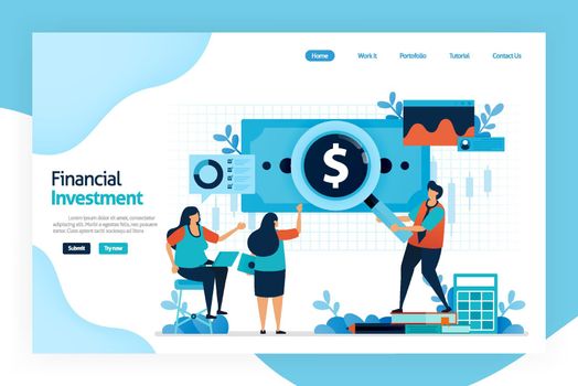 Landing page of financial investment. invest to allocate money in expectation of benefit in future. investment return, dividends, interest, rental income of capital gain and currency exchange rates