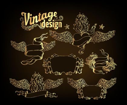 Vintage design elements set. Ribbons. Vector illustration.
