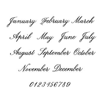 Months of the year modern calligraphy isotated on a white backg