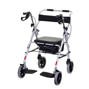 Combined walker and transit chair for elderly and disabled