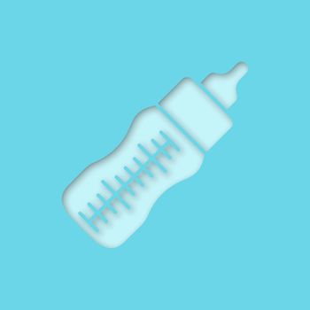 Baby feeding bottle paper cut out icon