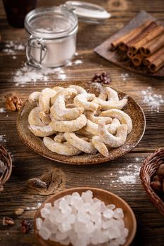 Delicious crescent shaped vanilla rolls 