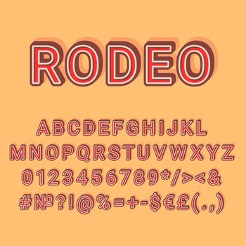 Rodeo vintage 3d vector alphabet set