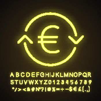 Euro exchange neon light icon