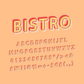 Bistro vintage 3d vector alphabet set