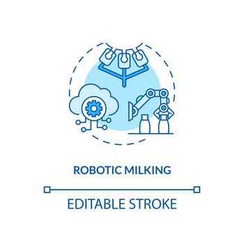 Robotic milking turquoise concept icon