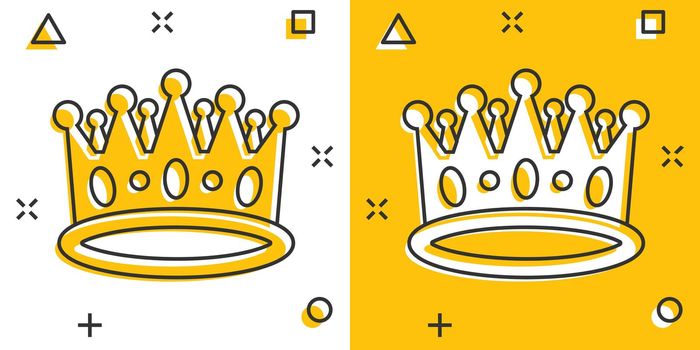 Vector cartoon crown diadem icon in comic style. Royalty crown illustration pictogram. King, princess royalty business splash effect concept.