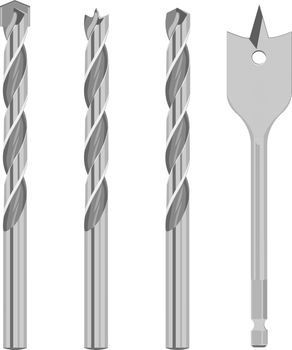 Drill bit set vector illustration isolated on a white background