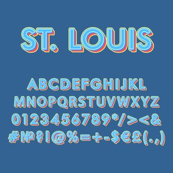 Saint Louis vintage 3d vector alphabet set