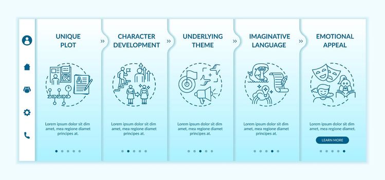 Creative writing elements onboarding vector template