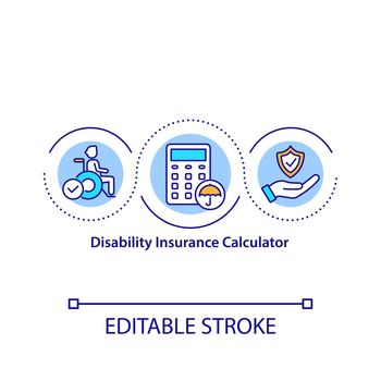 Disability insurance calculator concept icon