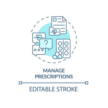Manage prescriptions blue concept icon