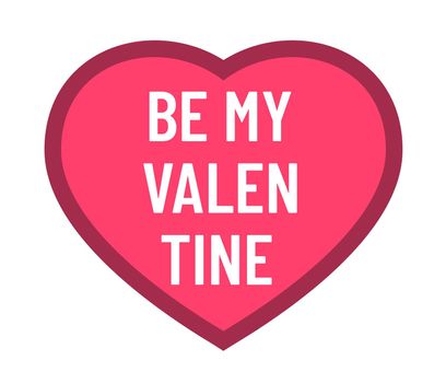 Be my valentine lettering on heart color vector illustration. Be my valentine lettering on pink heart shape with stroke stock vector illustration. Valentine day icon. Love and relationships concept