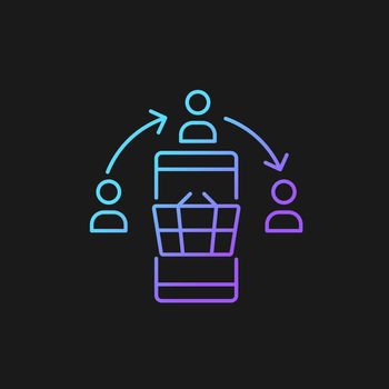 Social selling strategy gradient vector icon for dark theme