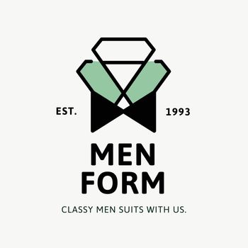 Men&#39;s apparel shop logo, apparel business branding template design vector