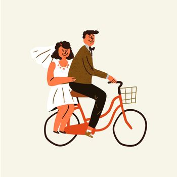 Newly wed couple clipart, Valentine&rsquo;s cartoon illustration vector