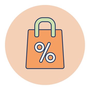 Shopping bag with percent symbol vector icon