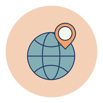 Earth planet and location marker on it icon