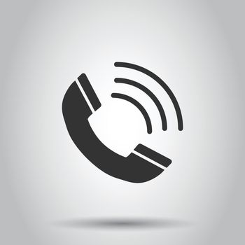 Phone icon in flat style. Telephone call vector illustration on white isolated background. Mobile hotline business concept.