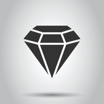 Diamond gem icon in flat style. Gemstone vector illustration on white isolated background. Jewelry brilliant business concept.