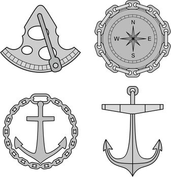 Set of nautical design elements