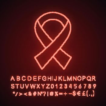 Anti HIV ribbon neon light icon