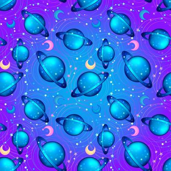Seamless hand drawn pattern with night sky with stars. Nature ornament. Repetition background for textiles , wrapping paper or wallpapers. vector