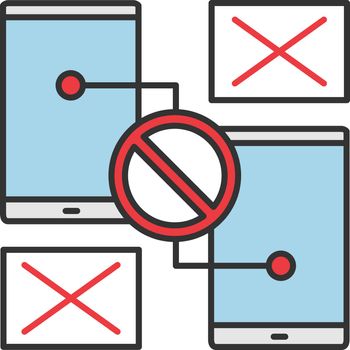 Smartphones with forbidden sign color icon