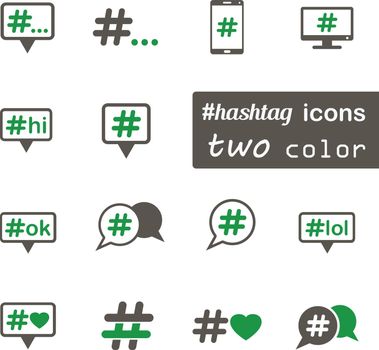 hashtag simple vector icons in two colors