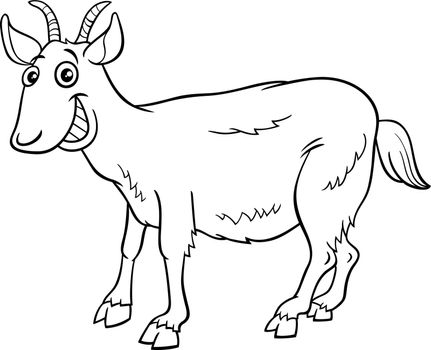 goat farm animal cartoon character coloring book page