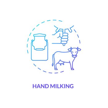 Hand milking blue gradient concept icon