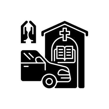 Drive through prayer booth black glyph icon