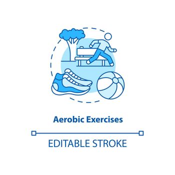 Aerobics exercise turquoise concept icon