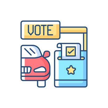 Drive through voting booth RGB color icon