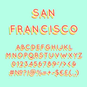 San Francisco vintage 3d vector alphabet set
