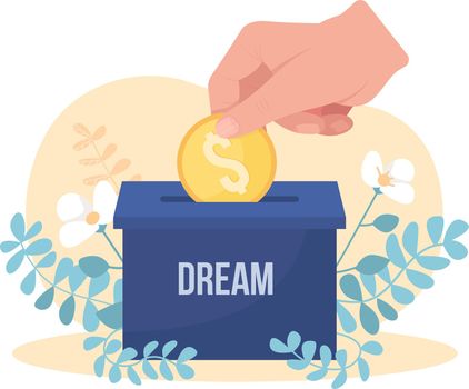 Saving money for dream 2D vector isolated illustration