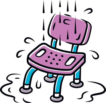 Shower chair color icon. Device for physically disabled people. Paralyzed patient personal hygiene, cleanliness equipment. Hospital bathroom, shower room item. Isolated vector illustration